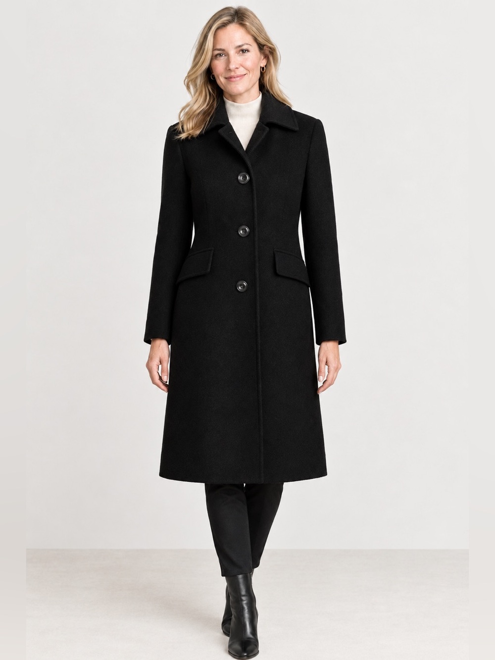 London‎ Fog Women’s Coat Wool Blend Black Size XS Lined Pockets Cozy Classic